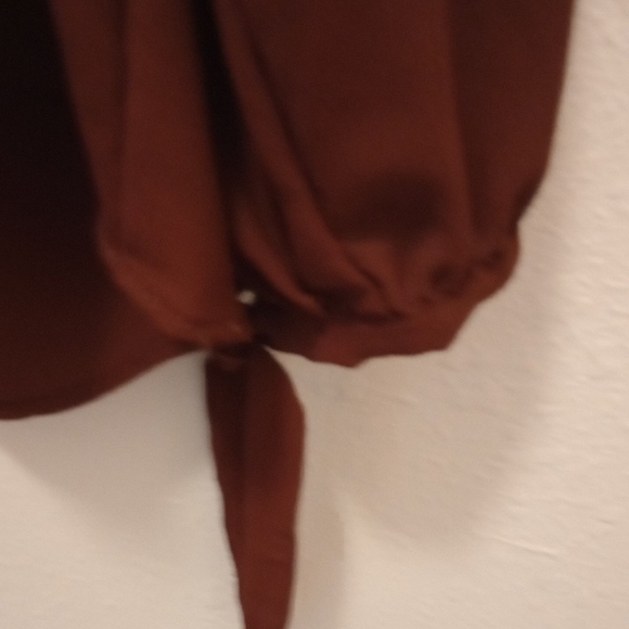 Abercrombie & Fitch Rich Brown With Red Undertones Long Sleeve Buttoned Blouse - Picture 4 of 6
